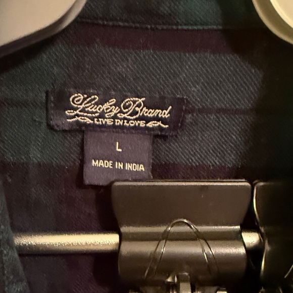 Lucky Brand Women's Green Plaid Button Down Shirt. Top pocket. Sz Lg. Greatshape - Picture 2 of 3